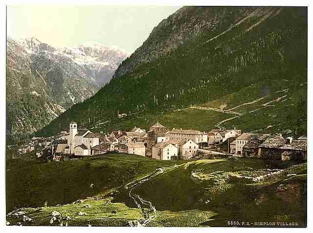 Vintage Simplon Pass the village Valais Alps of A4 Photo Print