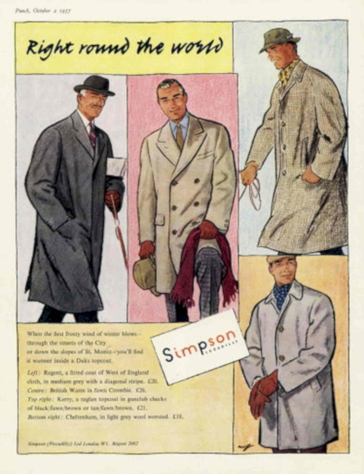 Vintage Simpson Coats 1950s Vintage Retro Advert Poster