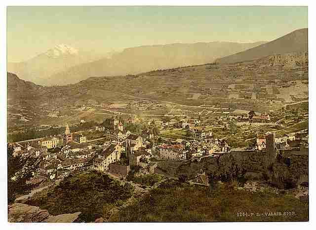Vintage Sion general view II Valais A4 Photo Print