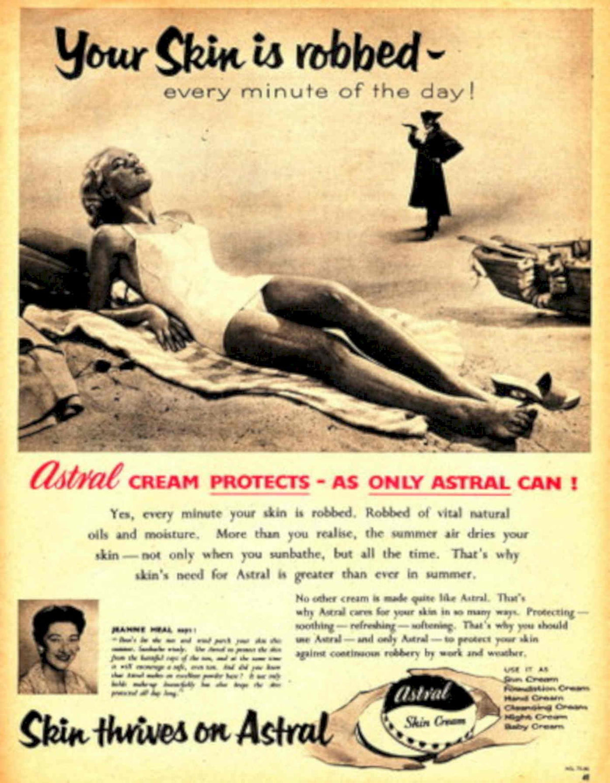 Vintage Skin Cream 1950s Vintage Retro Advert Poster