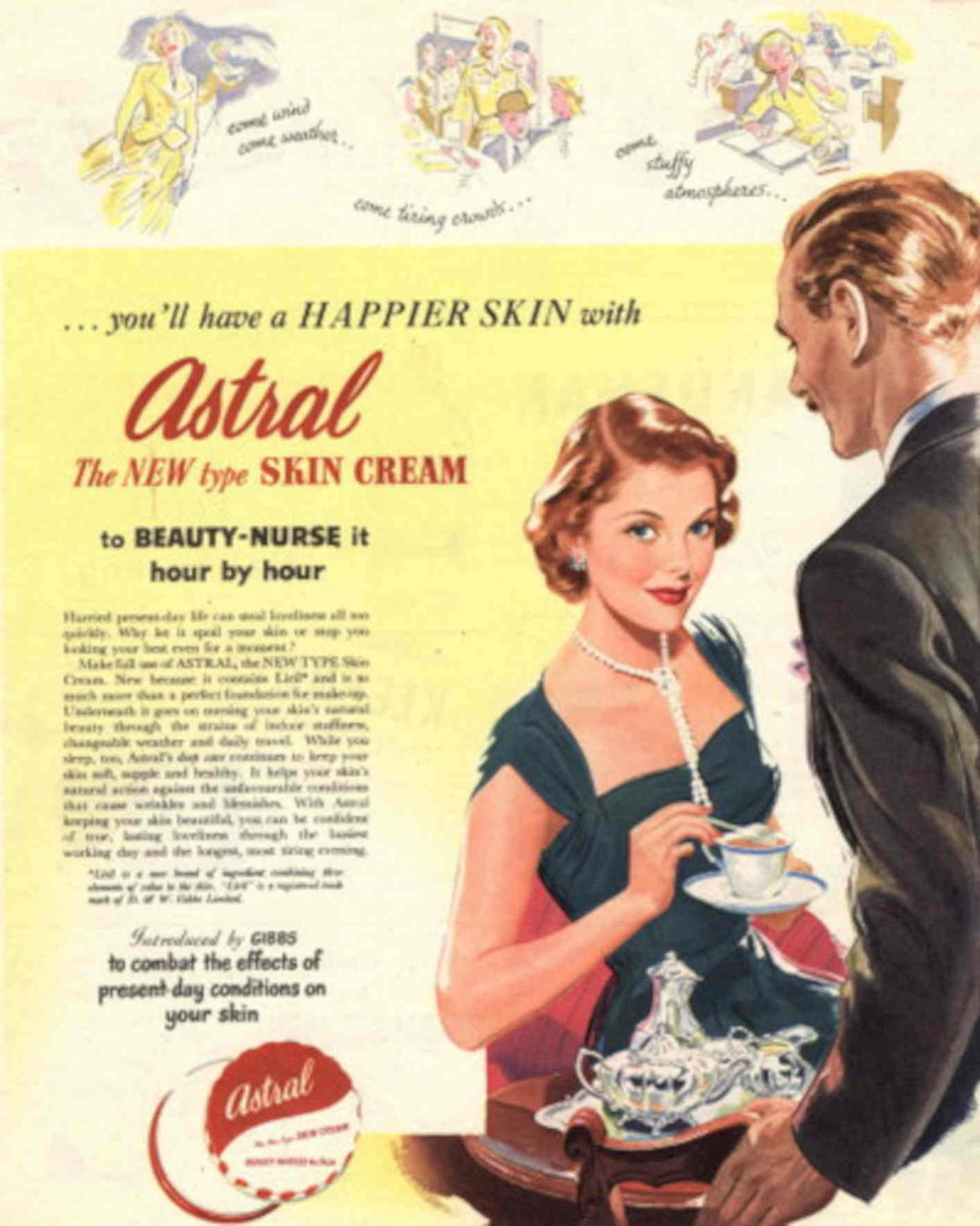 Vintage Skin Cream 2 1950s Vintage Retro Advert Poster