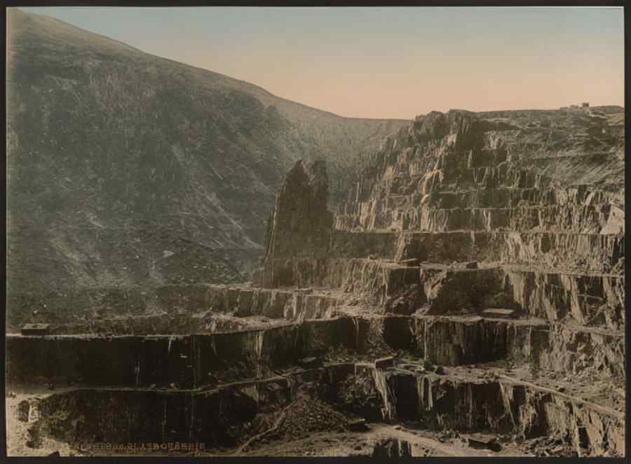 Vintage Slate Quarries Bethesda Wales A4 Photo Print