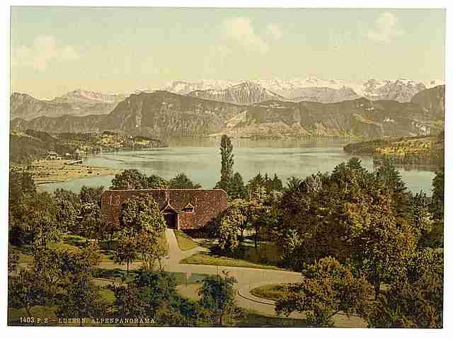 Vintage Southern chain of Alps Lucerne A4 Photo Print