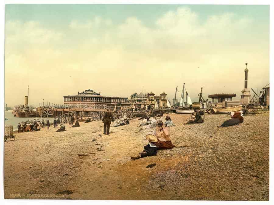 Vintage Southsea Beach 2 England A4 Photo Print