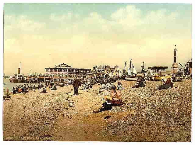 Vintage Southsea beach II A4 Photo Print