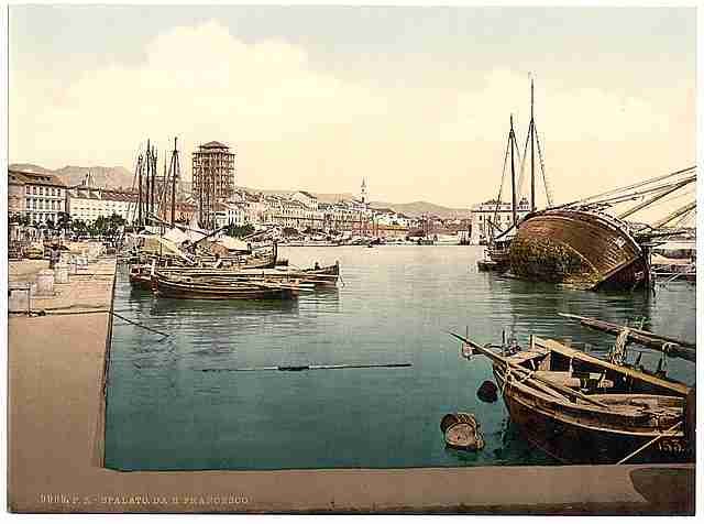 Vintage Spalato II the docks Dalmatia A4 Photo Print