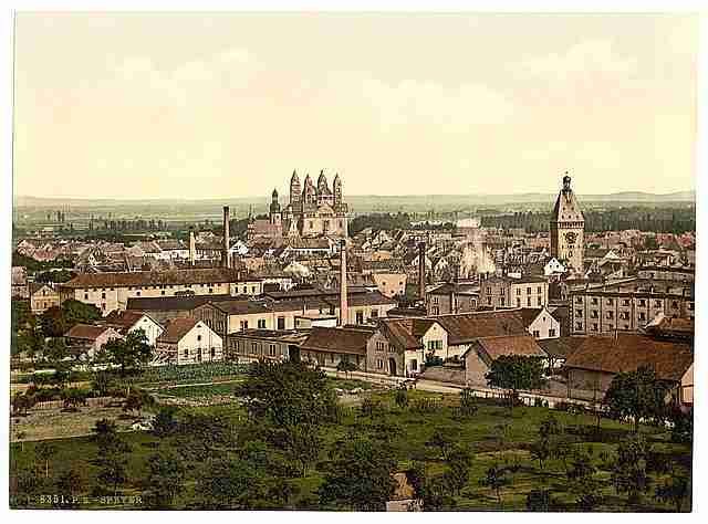 Vintage Speyer general view the Rhine A4 Photo Print