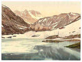 Vintage St Bernard Hospice and lake Valais Alps of A4 Photo Print