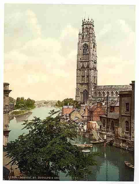 Vintage St Botolphs Church and river Boston A4 Photo Print