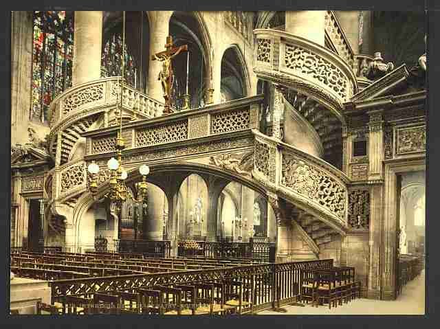 Vintage St Etienne du Mont church interior Paris A4 Photo Print