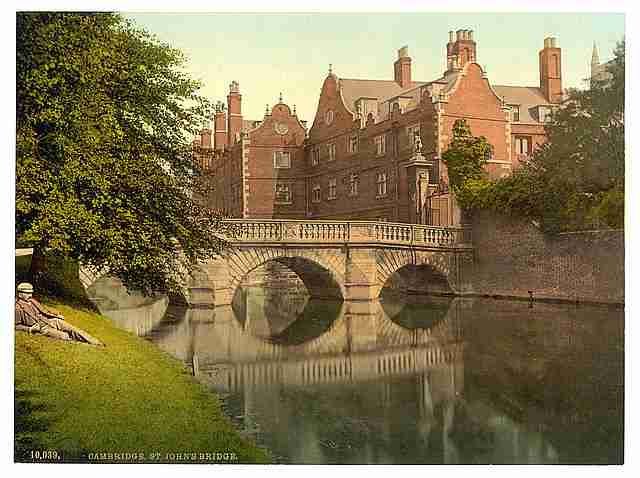 Vintage St Johns Bridge from the grounds Cambridge A4 Photo Print