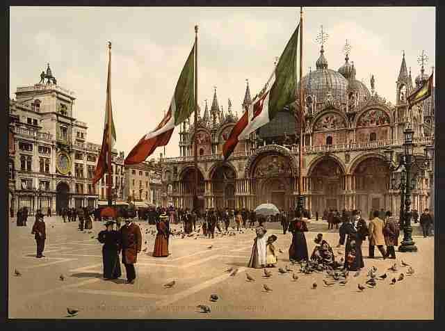 Vintage St Marks Church and the clock Venice A4 Photo Print