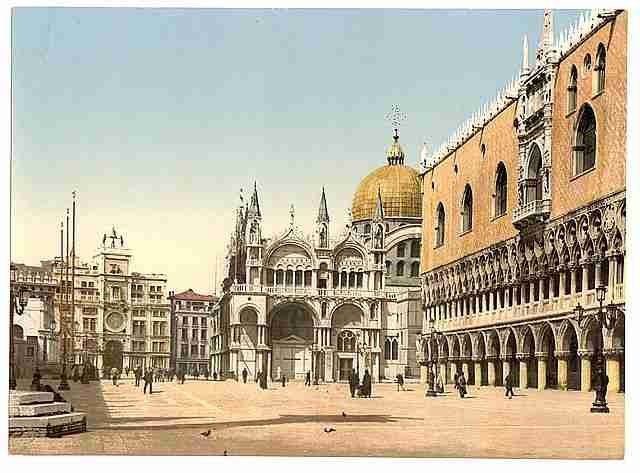 Vintage St Marks and Doges Palace Piazzetta di San Marco A4 Photo Print