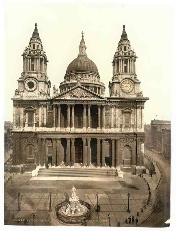 Vintage St Pauls Cathedral West Front London England A4 Photo Print