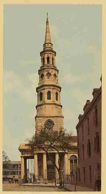 Vintage St Philips Church Charleston SC A4 Photo Print