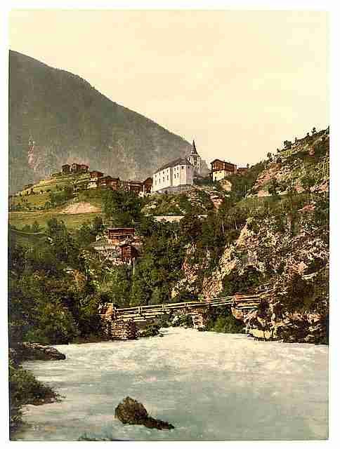 Vintage Stalden general view Valais Alps of A4 Photo Print