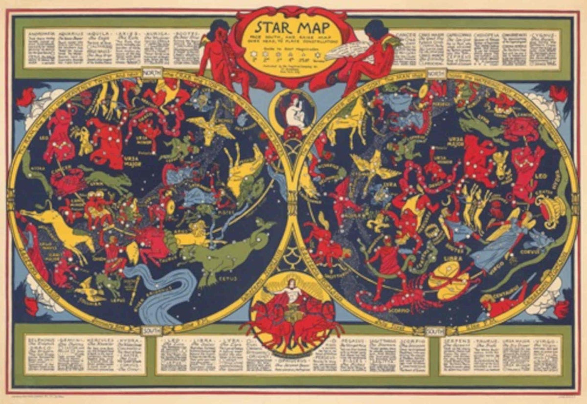 Vintage Star Map Vintage Retro Advert Poster