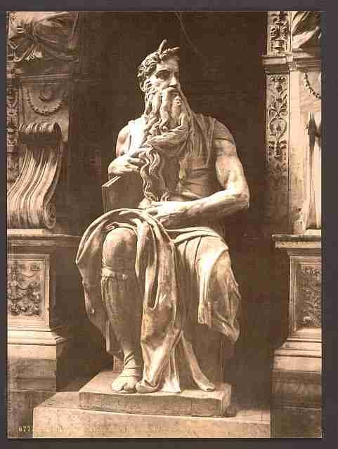 Vintage Statue by Michael Angelo The Seated Moses Rome A4 Photo Print