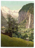 Vintage Staubbach Waterfall Bernese Oberland A4 Photo Print