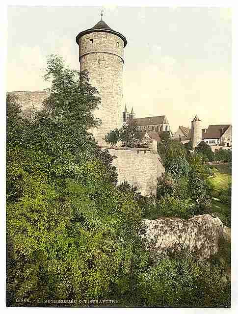 Vintage Straft Tower Rothenburg Bavaria A4 Photo Print