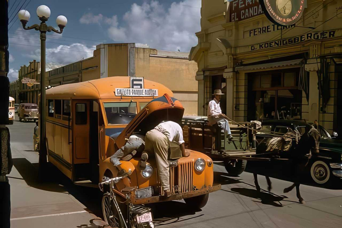 Vintage Street Scene A4 Photo Print