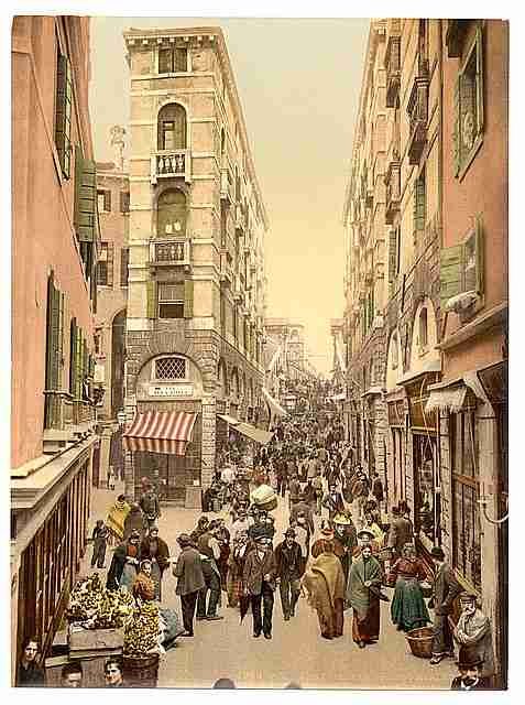 Vintage Street near the Rialto Venice A4 Photo Print