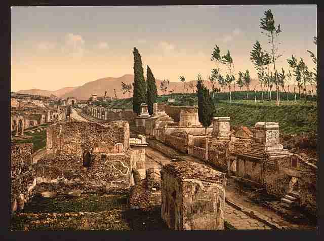 Vintage Street of the Tombs Pompeii A4 Photo Print