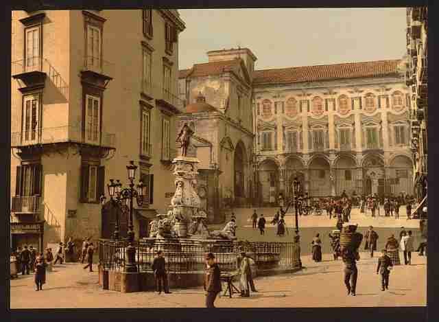 Vintage Street scene Naples A4 Photo Print