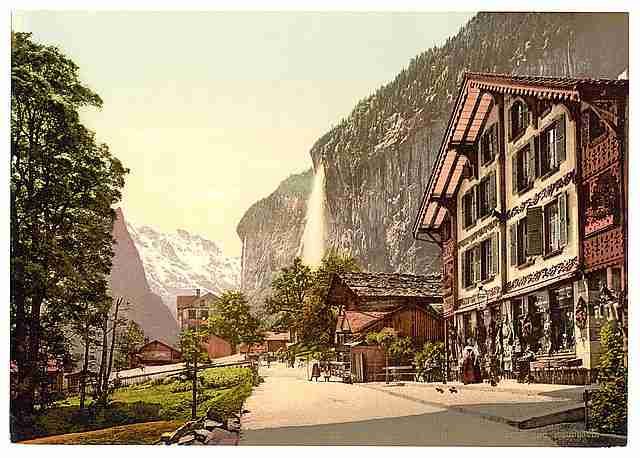 Vintage Street view Bernese Oberland A4 Photo Print