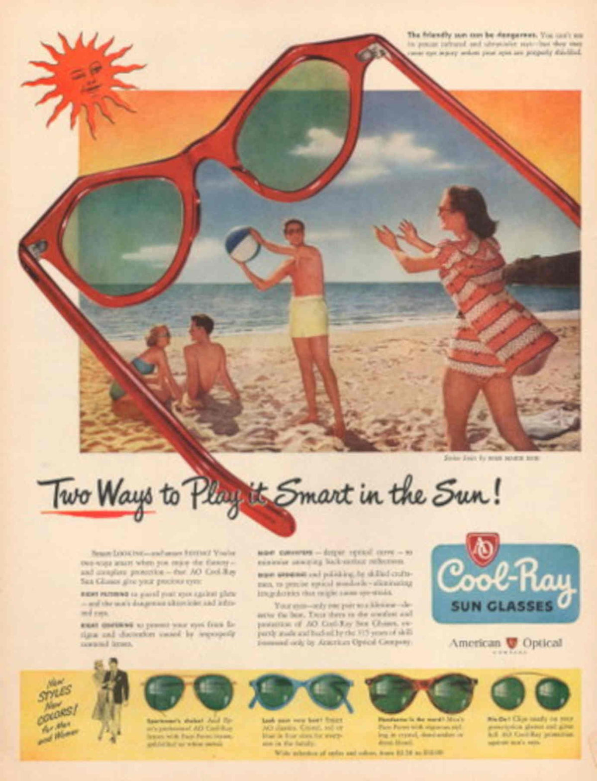 Vintage Sun Glasses 1940s Vintage Retro Advert Poster