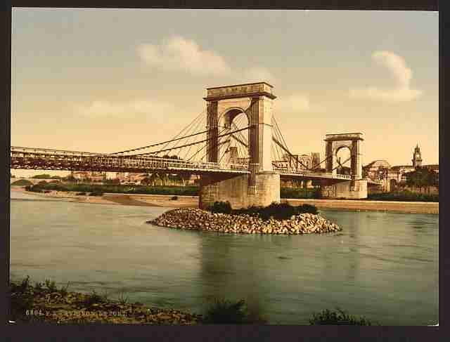 Vintage Suspension bridge over the Rhone Avignon Provence A4 Photo Print