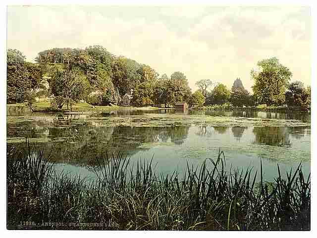 Vintage Swanbourne Lake Arundel Castle A4 Photo Print