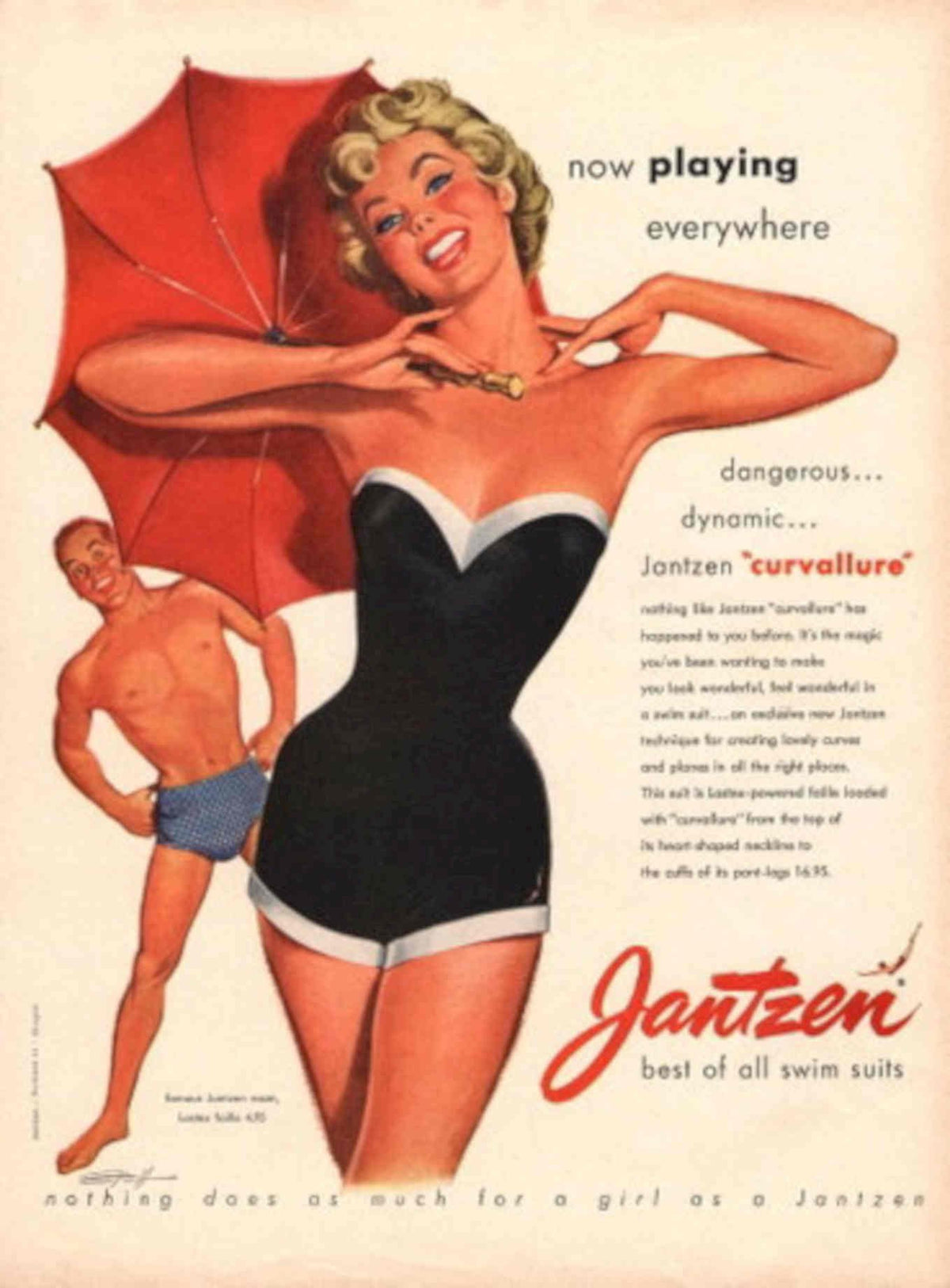 Vintage Swimsuit Jantzen 3 1950s Vintage Retro Advert Poster
