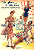 Vintage Swimwear Beach 1940s Vintage Retro Advert Poster