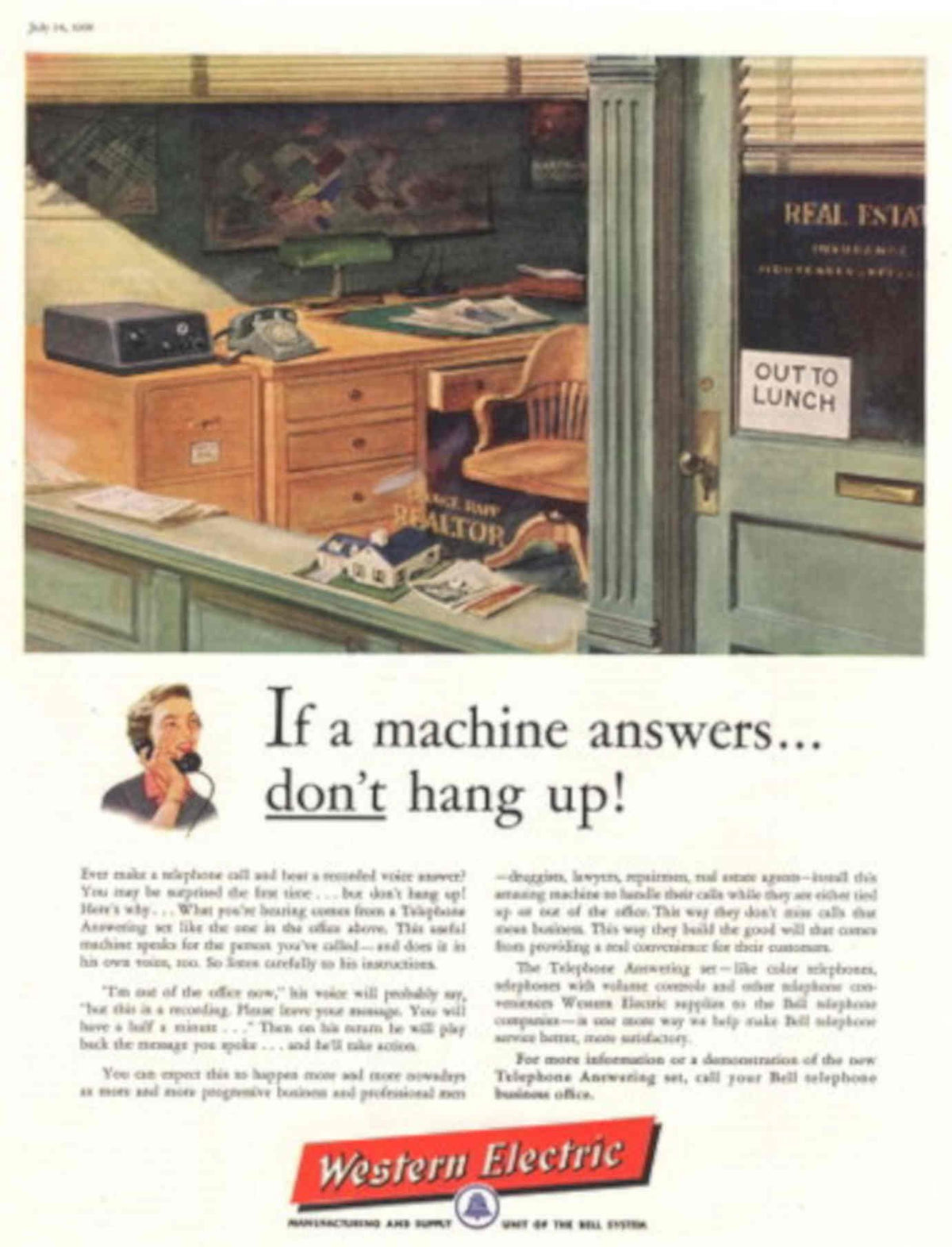 Vintage Telephone Office 1950s Vintage Retro Advert Poster