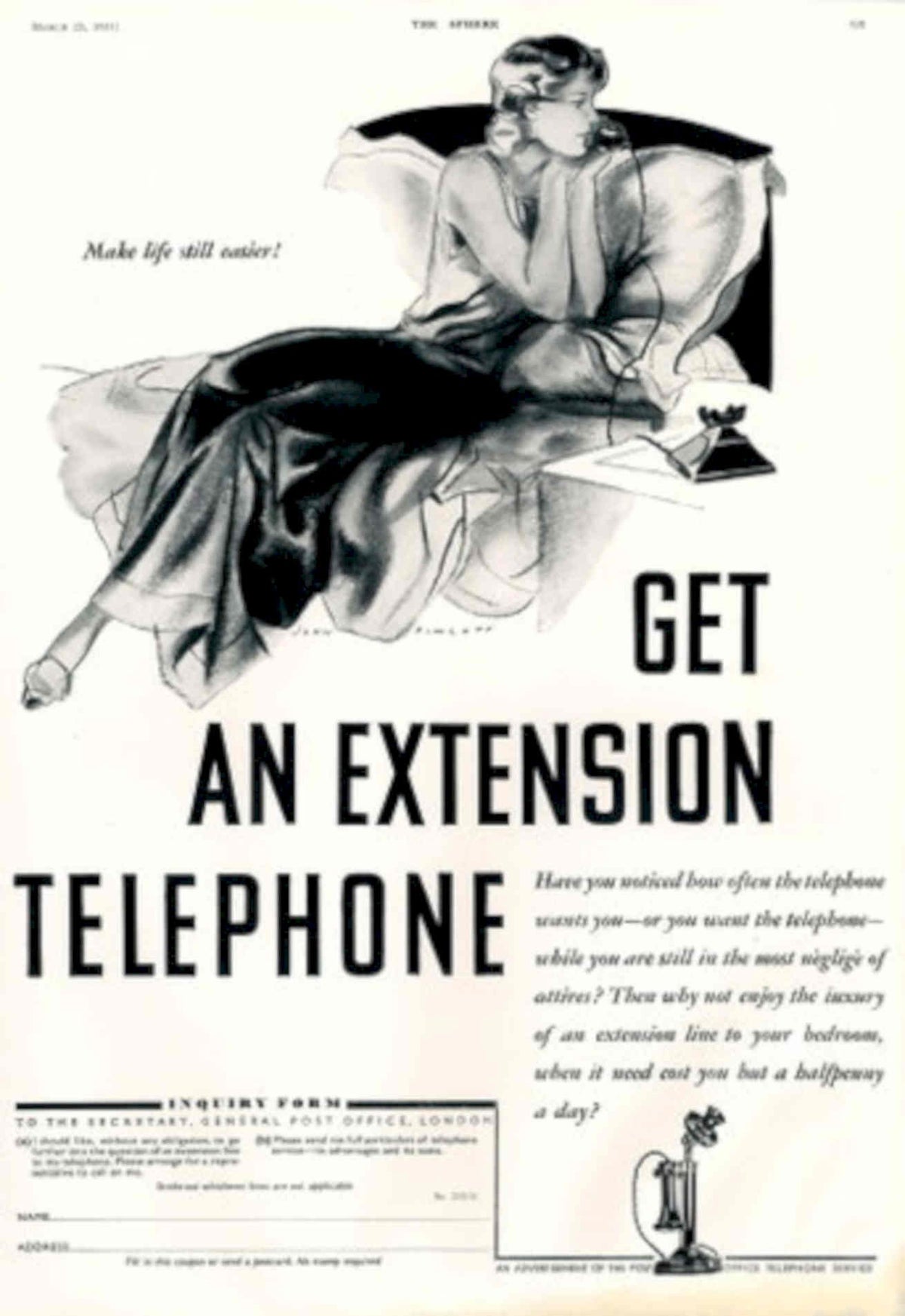 Vintage Telephone Woman 1930s Vintage Retro Advert Poster