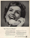 Vintage Telephone Woman 1940s Vintage Retro Advert Poster