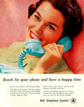 Vintage Telephone Woman 2 1950s Vintage Retro Advert Poster