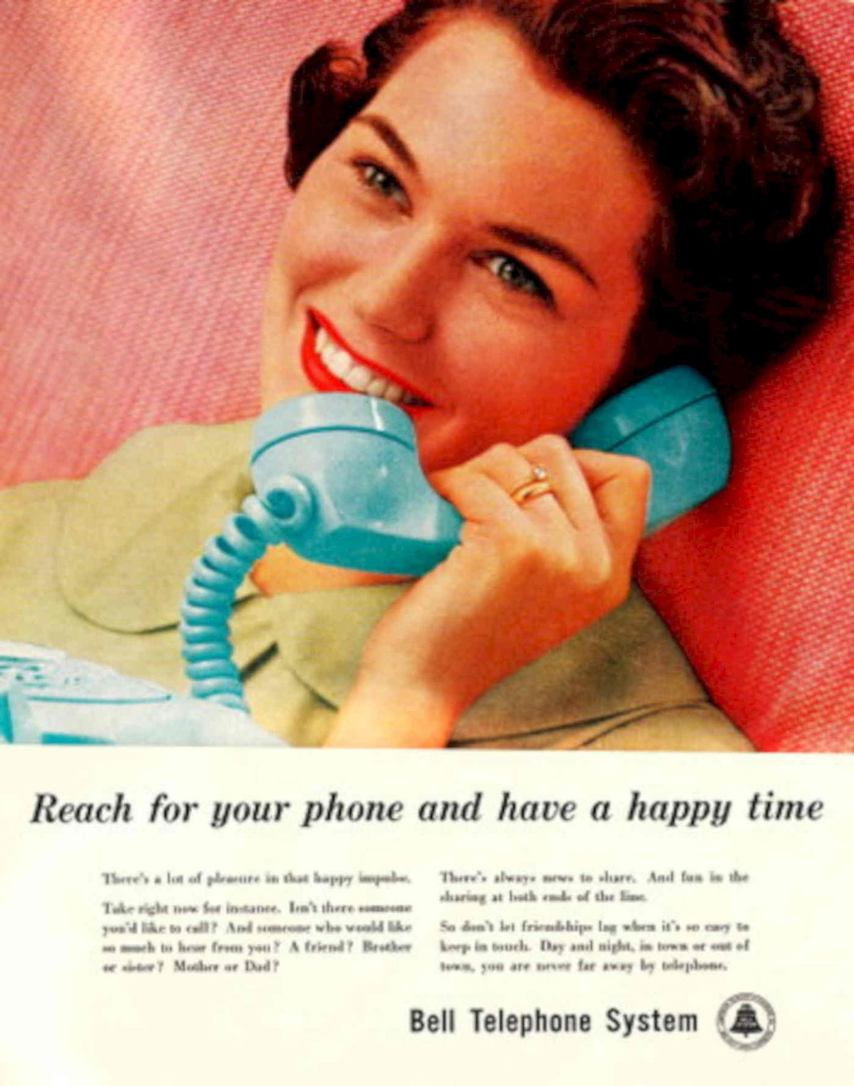 Vintage Telephone Woman 2 1950s Vintage Retro Advert Poster