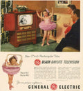 Vintage Television Family 1940s Vintage Retro Advert Poster