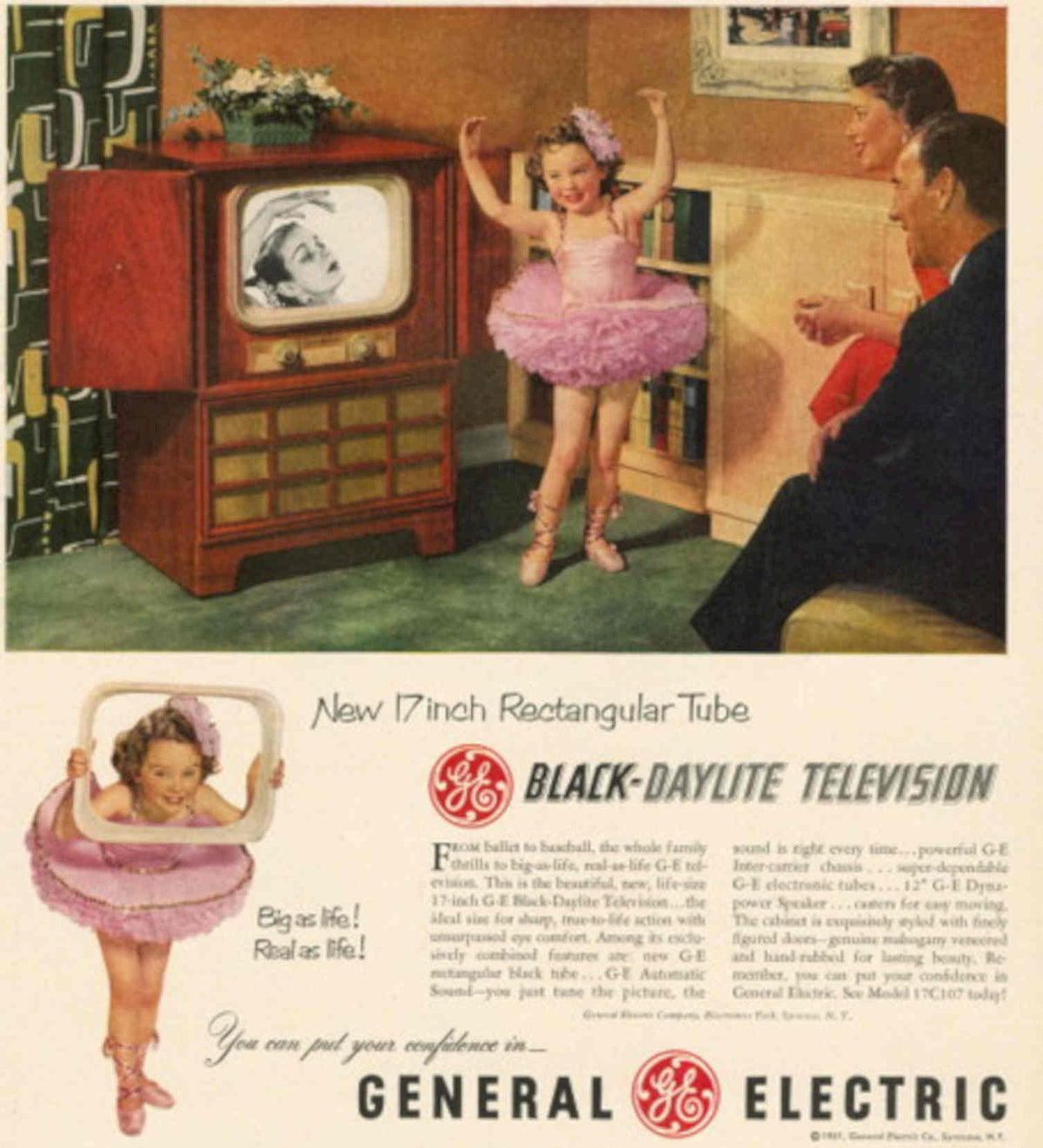 Vintage Television Family 1940s Vintage Retro Advert Poster