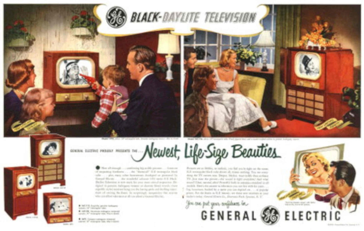 Vintage Television Ge 1950s Vintage Retro Advert Poster