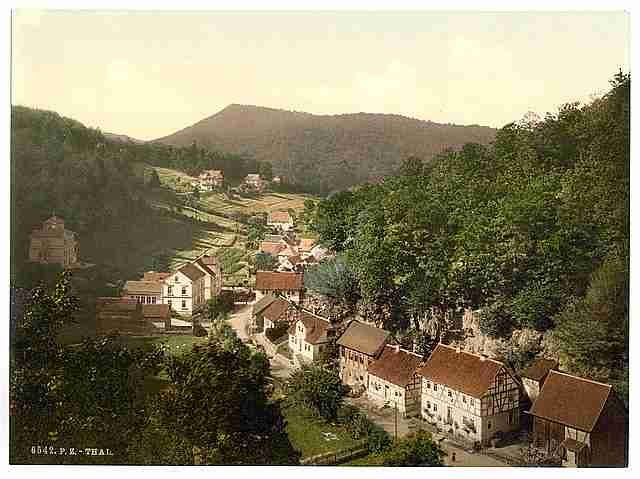 Vintage Thal from Aussichtstemple Thuringia A4 Photo Print
