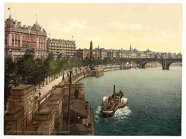 Vintage Thames embankment London A4 Photo Print