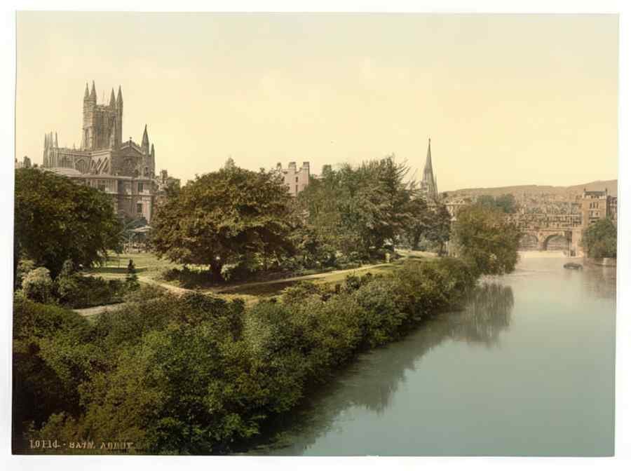 Vintage The Abbey From The Bridge Bath England A4 Photo Print