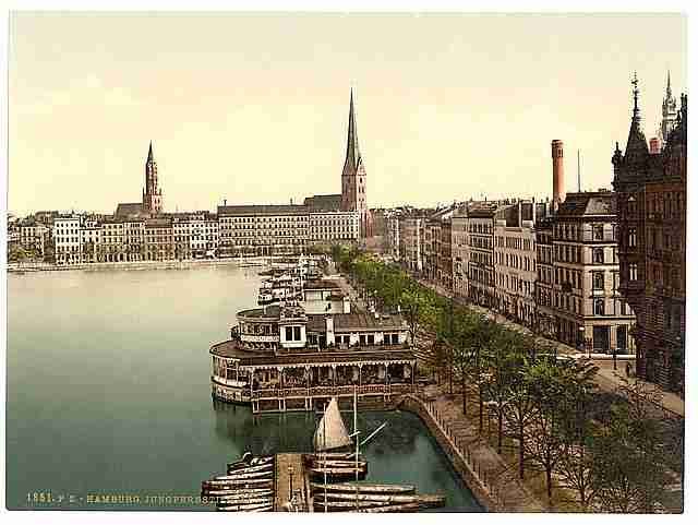 Vintage The Alster Cathedral Junfernsteig Hamburg A4 Photo Print