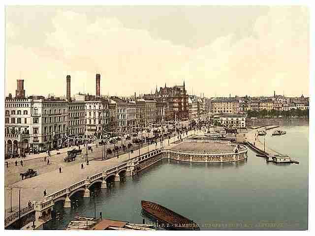 Vintage The Alster Pavillion Jungfernstieg Hamburg A4 Photo Print
