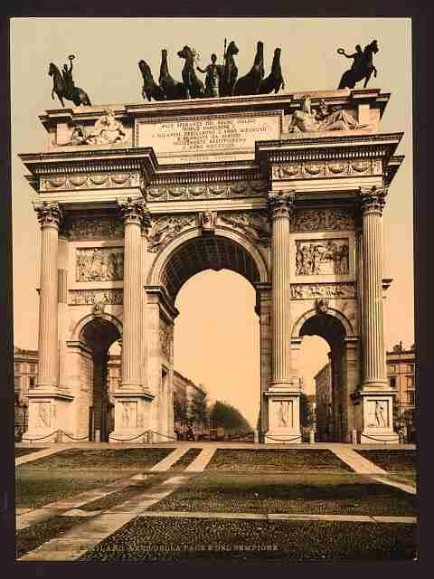 Vintage The Arch of Peace Milan A4 Photo Print