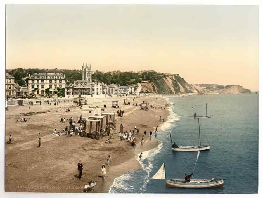 Vintage The Beach Teignmouth England A4 Photo Print