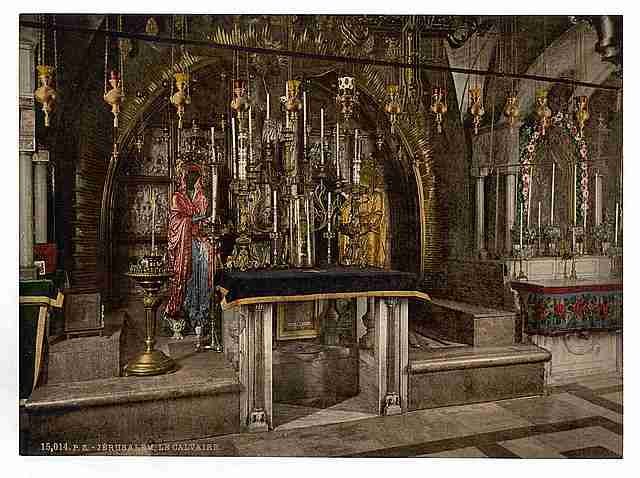 Vintage The Calvary and the Greek altar Jerusalem A4 Photo Print